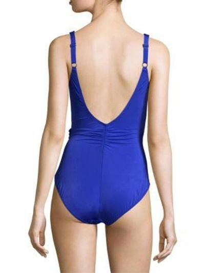 Shop Gottex Swim Grace Kelly Surplice Swimsuit In Royal Blue