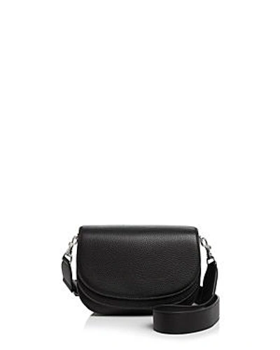 Shop Steven Alan Landon Leather Saddle Bag In Black/silver