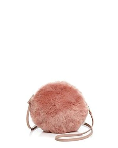 Shop Furla Caos Extra Large Faux Fur Crossbody In Moonstone Pink/gold