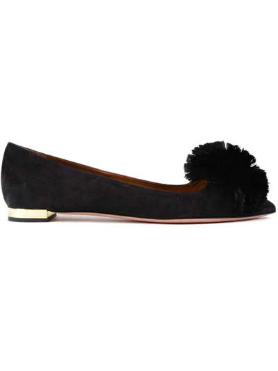 Shop Aquazzura Powder Puff Ballerina In Black