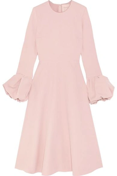 Shop Roksanda Satin-trimmed Crepe Midi Dress In Pastel Pink