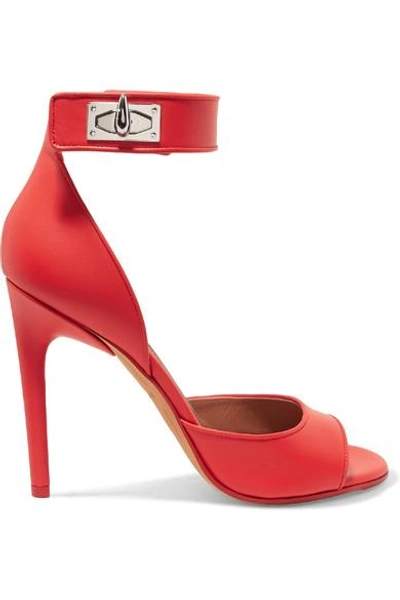 Shop Givenchy Shark Lock Leather Sandals In It42