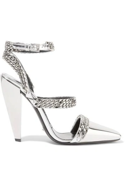 Shop Tom Ford Chain-embellished Mirrored-leather Pumps In Silver