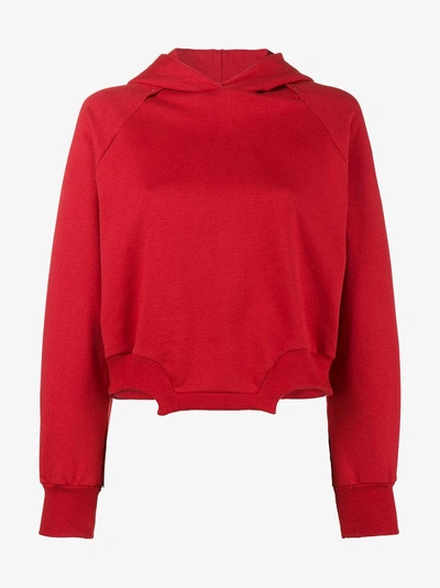 Shop Esteban Cortazar Cropped Asymmetric Hoodie In Red