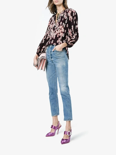 Shop Isabel Marant Floral Print Pleated Blouse In Black
