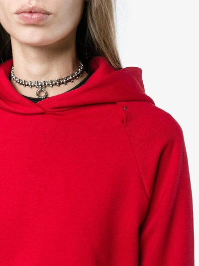 Shop Esteban Cortazar Cropped Asymmetric Hoodie In Red