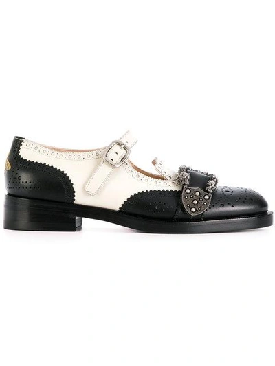 Gucci Queercore Brogue Monk Shoes In Black White ModeSens