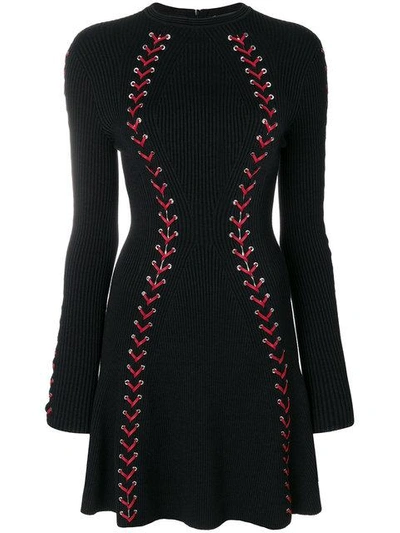 Shop Alexander Mcqueen Bouclé Knit Mini Dress In Black