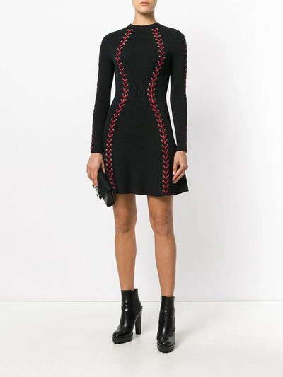 Shop Alexander Mcqueen Bouclé Knit Mini Dress In Black