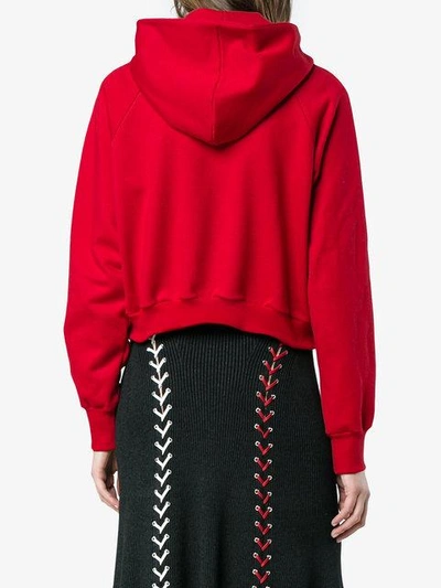 Shop Esteban Cortazar Asymmetrischer Cropped-kapuzenpullover In Red