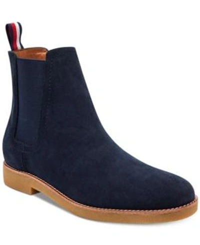 Tommy Hilfiger Men's Crane Chelsea Boots Men's Shoes In Dark Blue Suede |  ModeSens