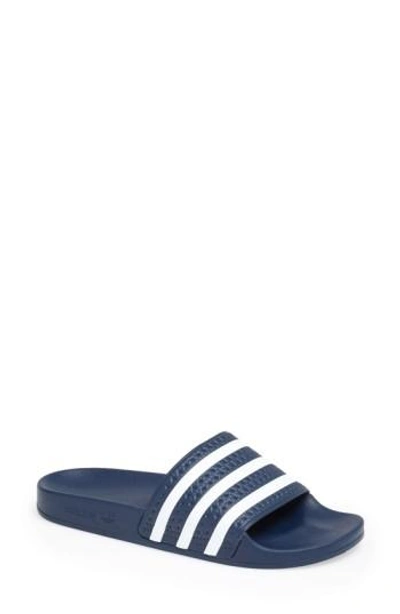 Shop Adidas Originals 'adilette' Slide Sandal In New Navy/ White