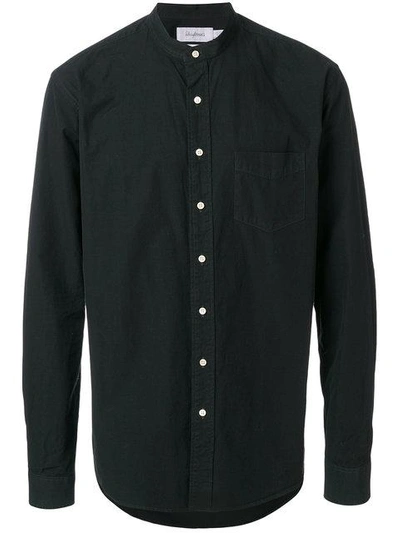 Shop Schnayderman’s Schnaydermans Round-neck Button Shirt - Black