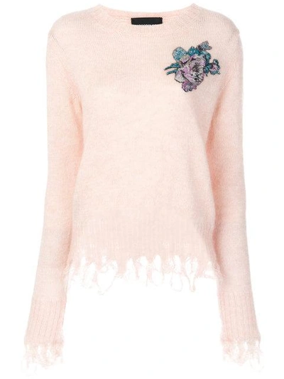 Shop Marco Bologna Embroidered Jumper - Pink & Purple