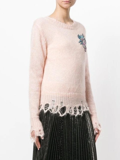 Shop Marco Bologna Embroidered Jumper - Pink & Purple