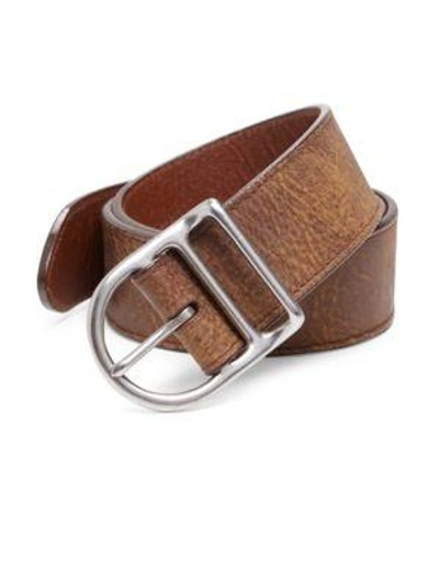 Shop Polo Ralph Lauren Distressed Leather Belt In Brown