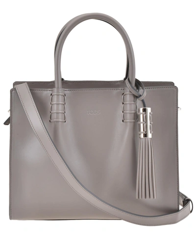 Shop Tod's Leather Satchel In Grey