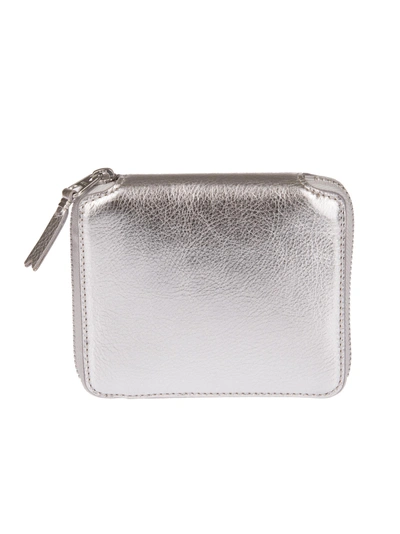 Shop Comme Des Garçons Metallic Zip Wallet In Silver