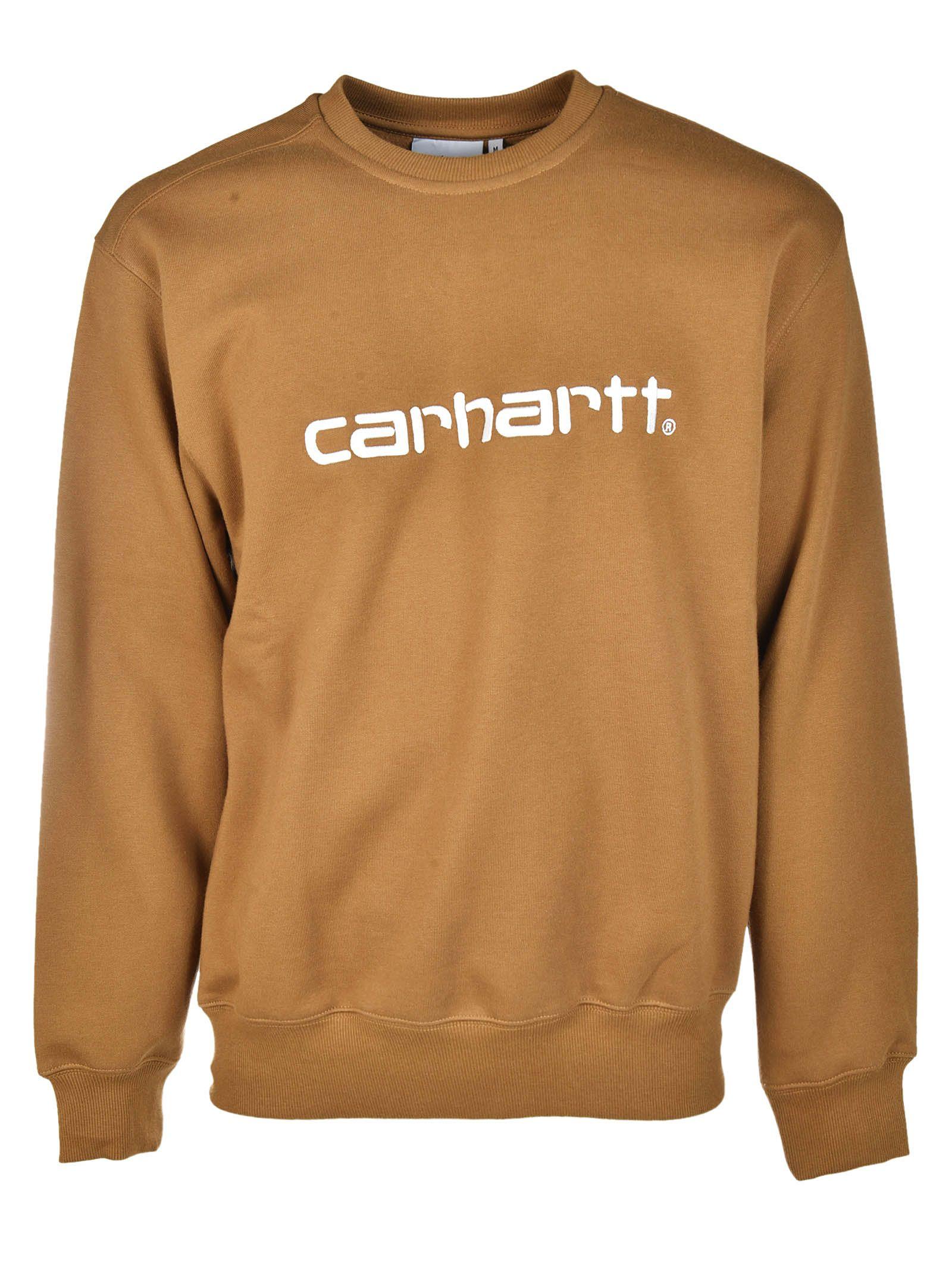 Carhartt Logo Print Sweatshirt In Hamilton Brown | ModeSens