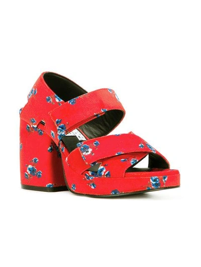 Shop Kenzo Printed Chunky Sandals In Red