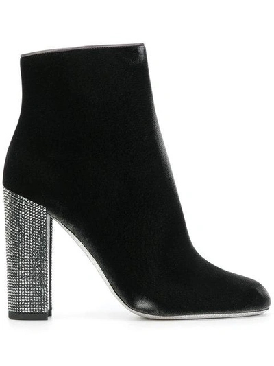 Shop René Caovilla Jewelled High Heel Boots In Grey