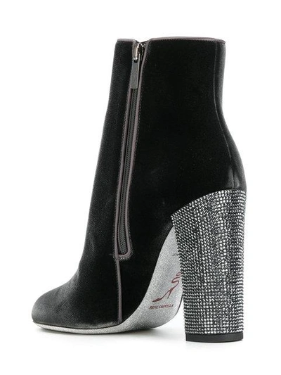 Shop René Caovilla Jewelled High Heel Boots In Grey