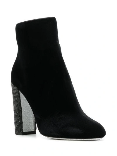 Shop René Caovilla Jewelled Heel Ankle Boots In Black