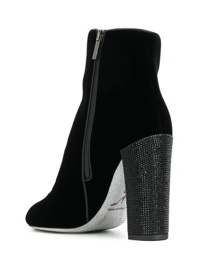 Shop René Caovilla Jewelled Heel Ankle Boots In Black