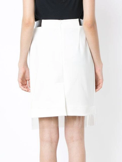 Shop Gloria Coelho Sheer Panels Skirt In White