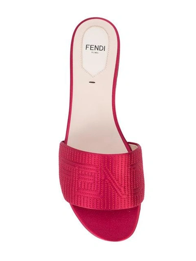 Shop Fendi Logo Sandals In Red