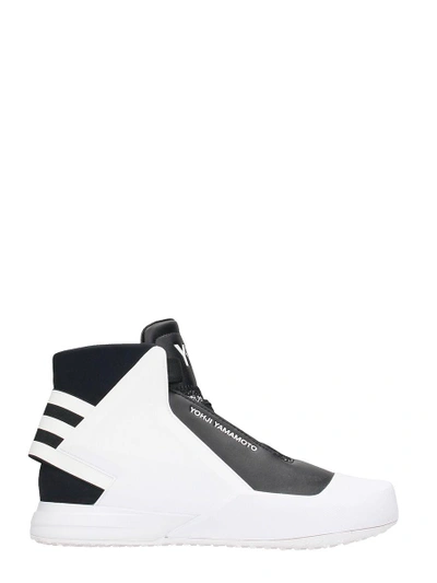Shop Y-3 Bbal White-black Leather Sneakers