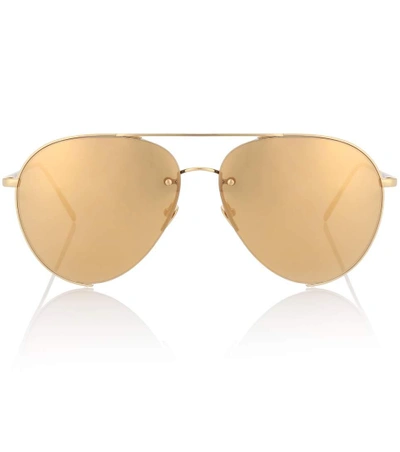Shop Linda Farrow Gold-plated Aviator Sunglasses