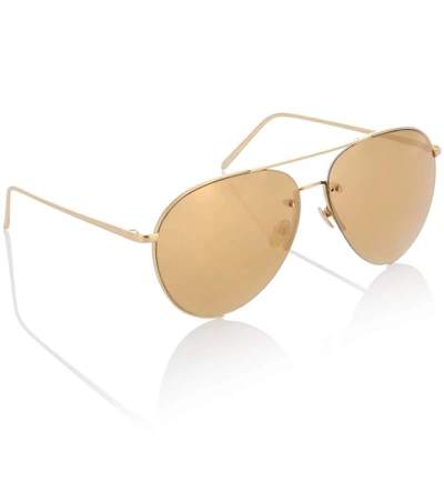 Shop Linda Farrow Gold-plated Aviator Sunglasses