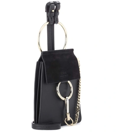 Shop Chloé Faye Small Leather Bracelet Bag In Black