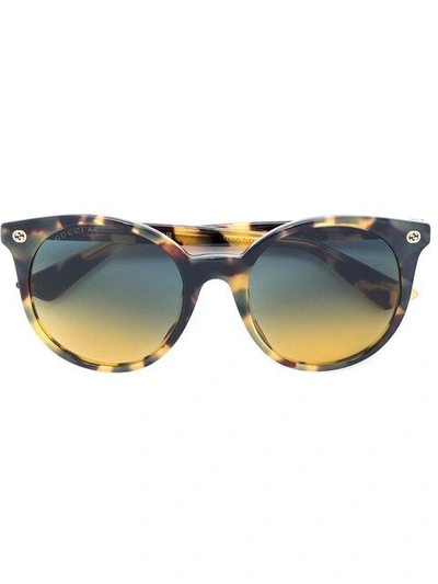 Shop Gucci Eyewear Tortoiseshell Cat-eye Sunglasses - Brown