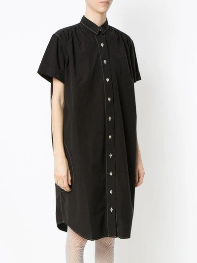 Shop À La Garçonne Stitched Details Shirt Dress - Black
