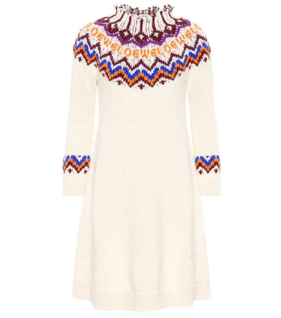 Shop Loewe Wool And Alpaca-blend Sweater Dress In White