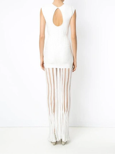 Shop Andrea Bogosian Panelled Knit Long Dress In White