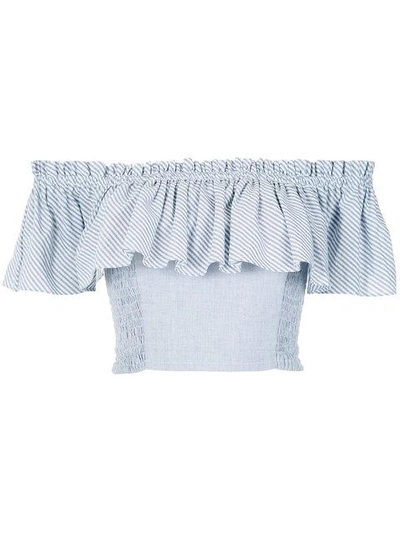 Shop Isolda Striped Cropped Top In Blue