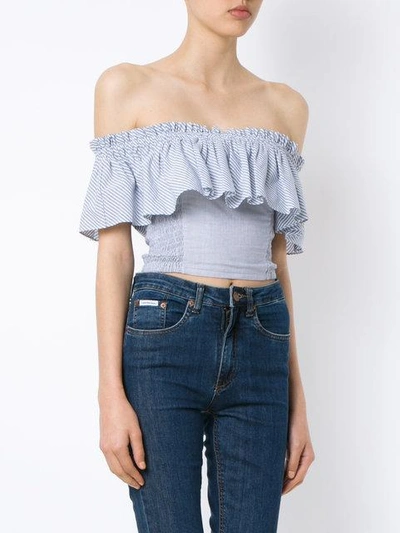 Shop Isolda Striped Cropped Top In Blue