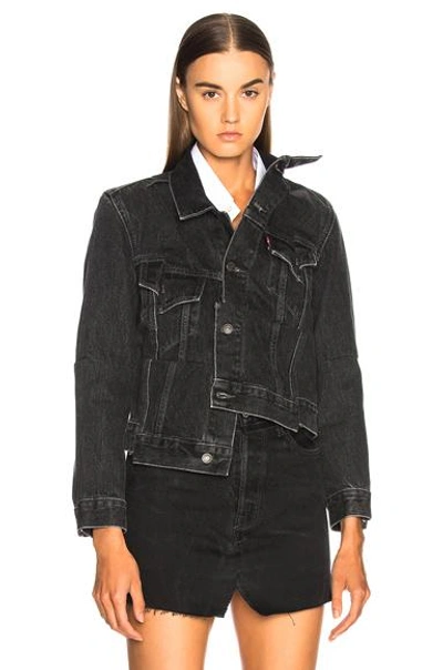 Shop Vetements Reworked Denim Jacket In Black,gray