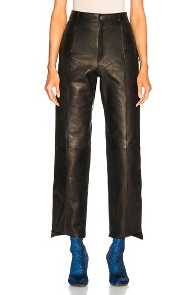 Shop Vetements Leather Biker Pants In Black
