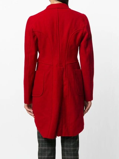 Comme Des Garçons Asymmetric Fitted Coat In Red