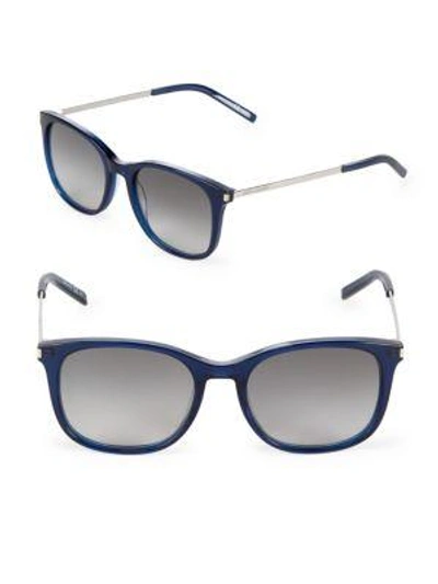 Shop Saint Laurent 53mm Square Sunglasses In Blue