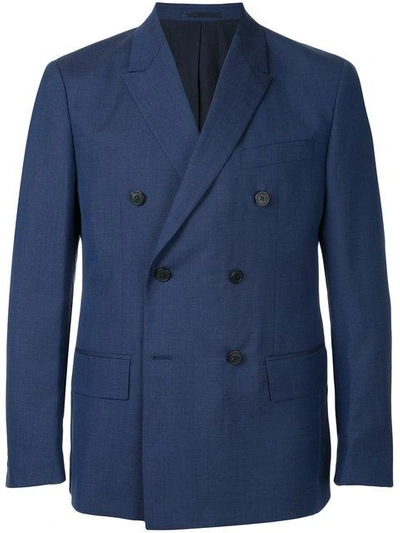 Shop Kent & Curwen Double Breasted Blazer In Blue