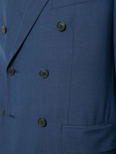 Shop Kent & Curwen Double Breasted Blazer In Blue