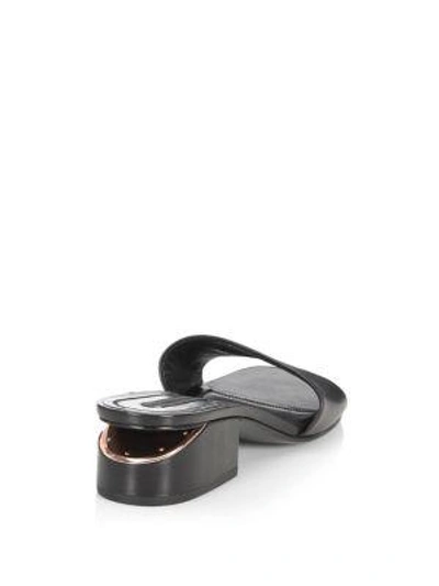 Shop Alexander Wang Lou Leather Low-heel Slides In Black