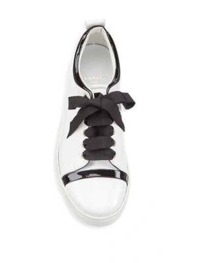 Shop Lanvin Leather Low-top Sneakers In Optic White