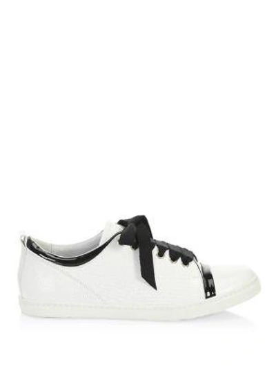 Shop Lanvin Leather Low-top Sneakers In Optic White