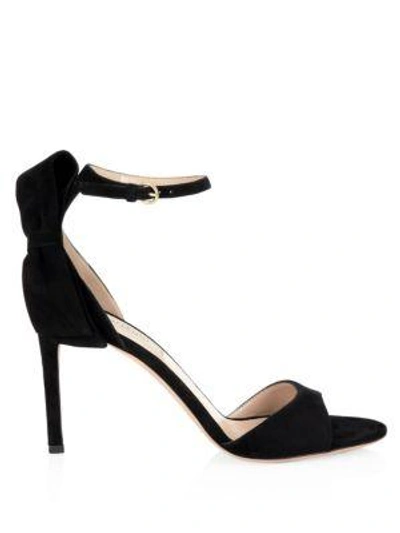 Shop Valentino Pretty Bow Ankle Strap Suede Sandals In Black